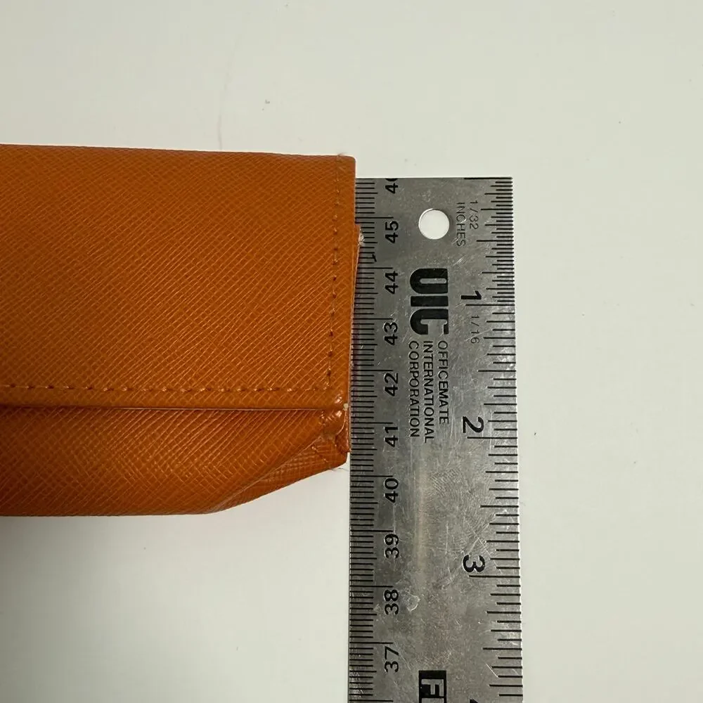 Tory Burch Mini Eyeglass Case Orange Logo Leather Readers Case